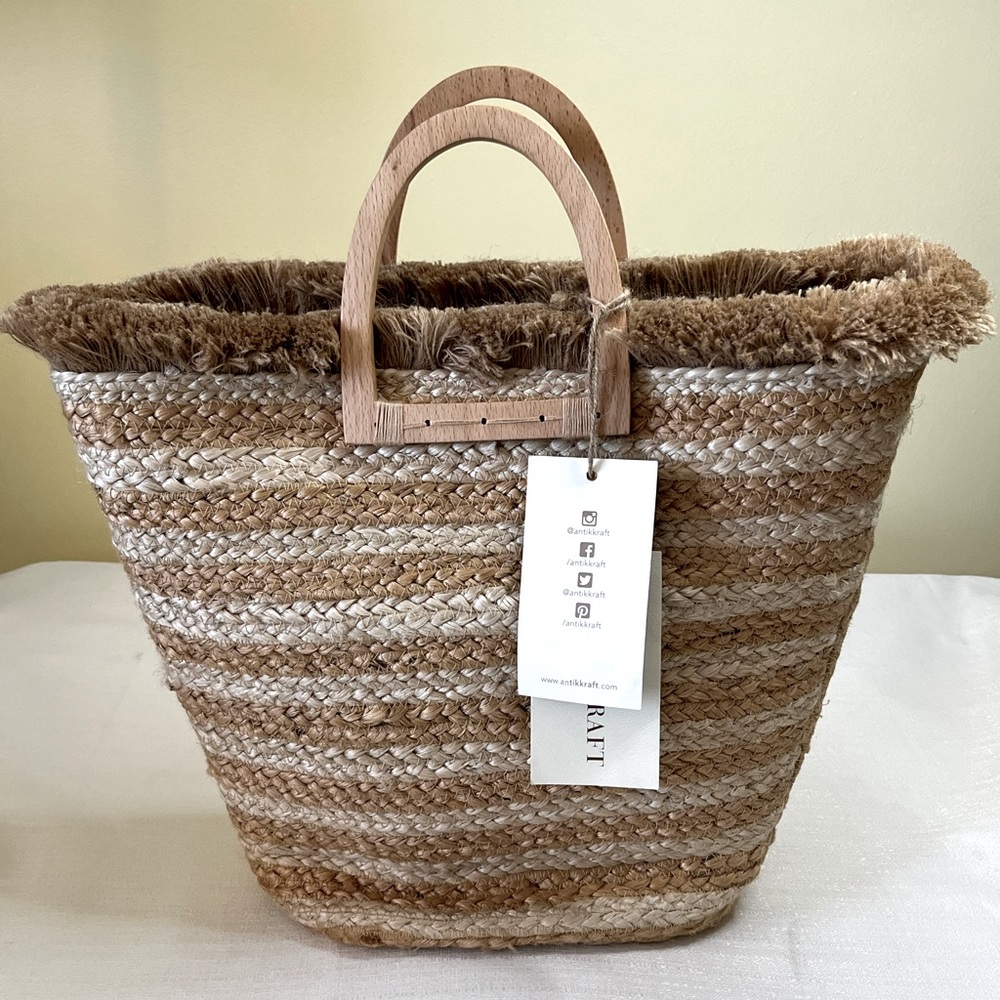 Antik Kraft Hashree Jute Tote BGA-IN51 Ivory
